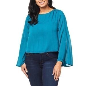 Jessica Simpson Blue Bell Sleeve Top 2X